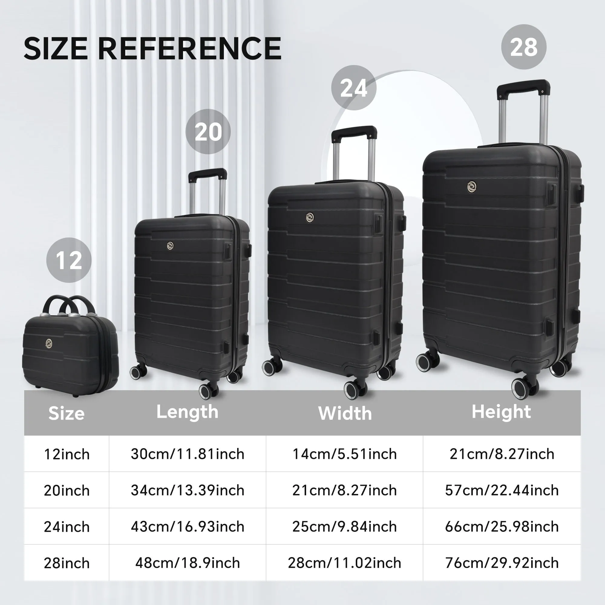 4 Piece Hard Shell Luggage Set, Carry On Suitcase With Spinner Wheels, Family Luggage Set