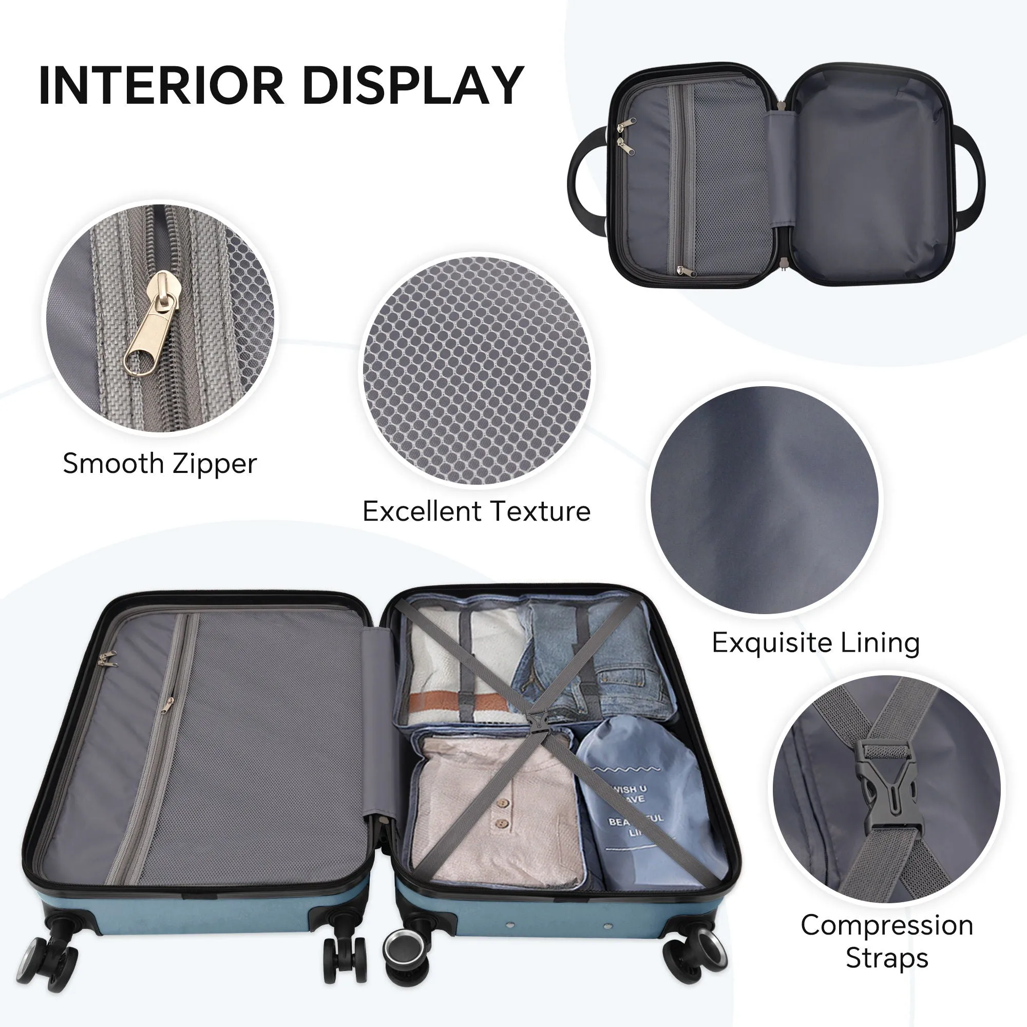 4 Piece Hard Shell Luggage Set, Carry On Suitcase With Spinner Wheels, Family Luggage Set