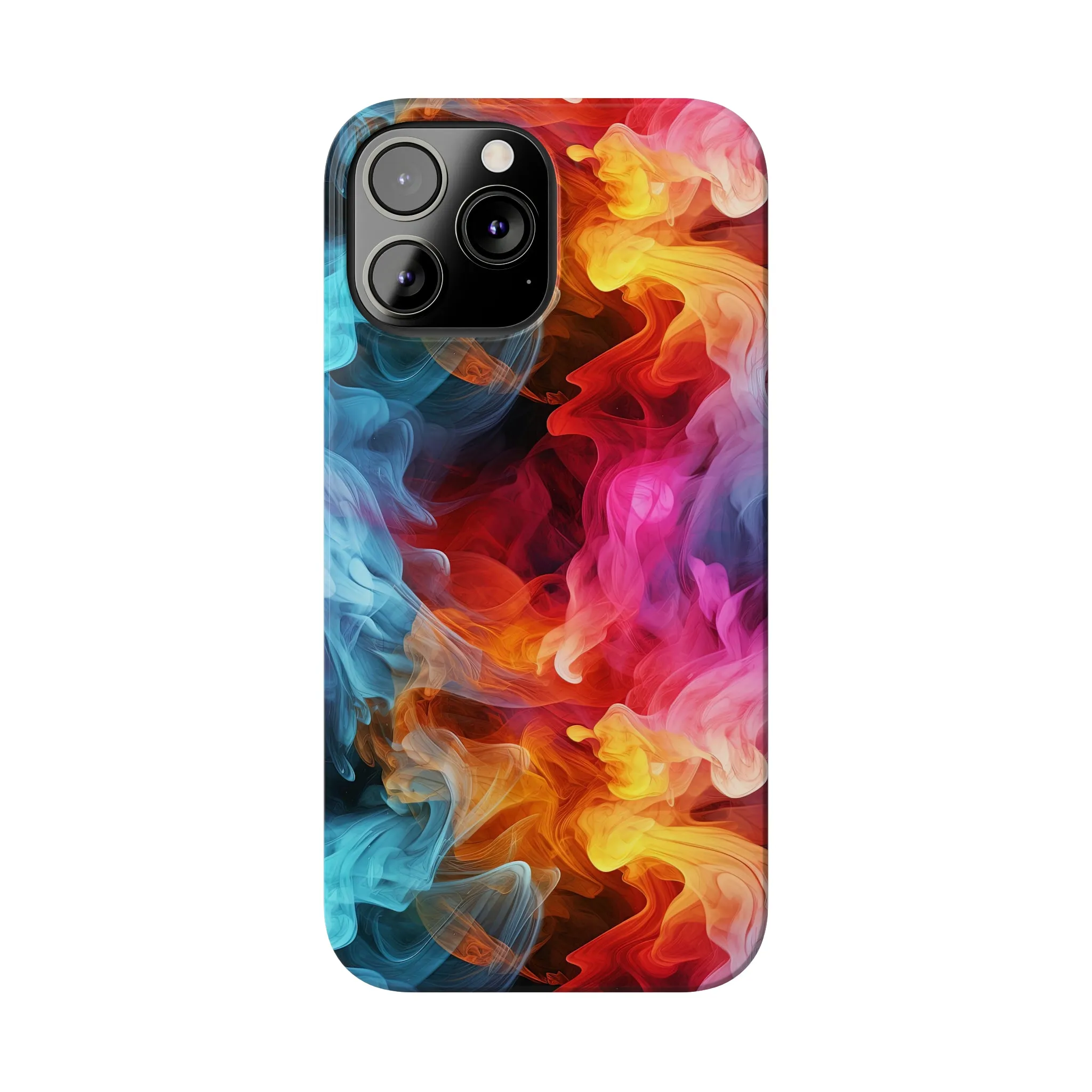 Abstract Pink, Blue, Purple Smoke Design Sleek Elegance Wireless-Charging Compatible Phone Case Slim Phone Case compatible with over 20 iphone models