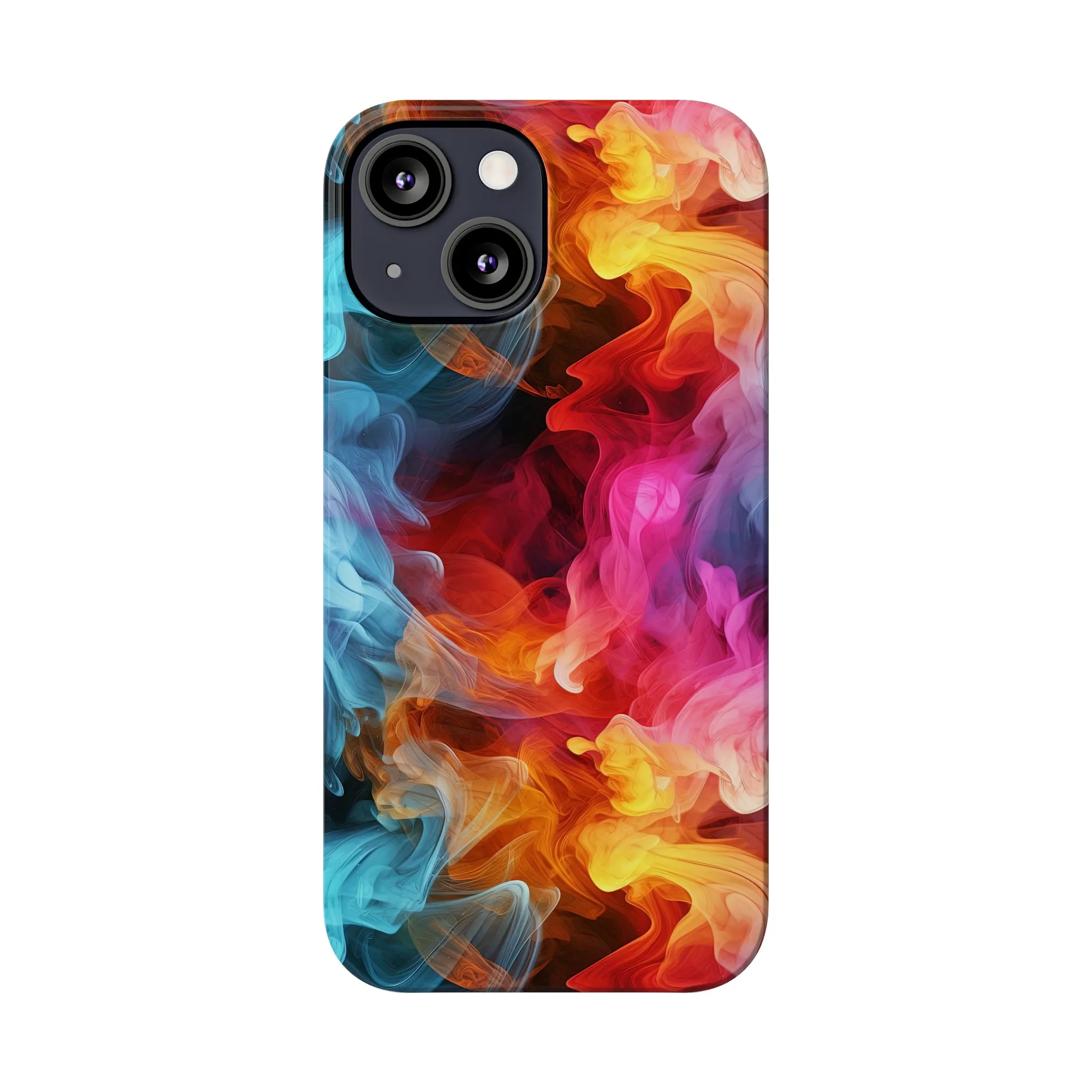 Abstract Pink, Blue, Purple Smoke Design Sleek Elegance Wireless-Charging Compatible Phone Case Slim Phone Case compatible with over 20 iphone models