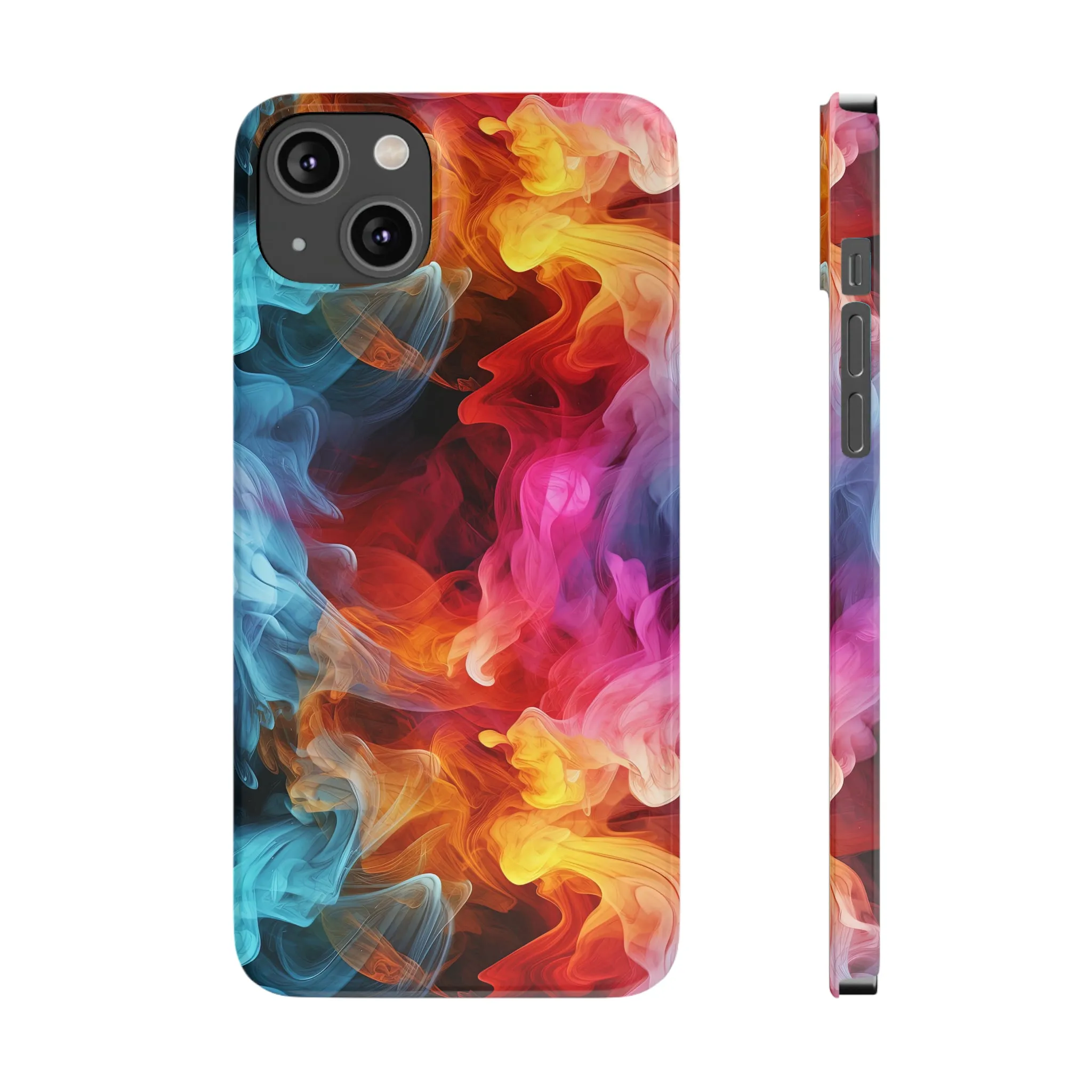 Abstract Pink, Blue, Purple Smoke Design Sleek Elegance Wireless-Charging Compatible Phone Case Slim Phone Case compatible with over 20 iphone models