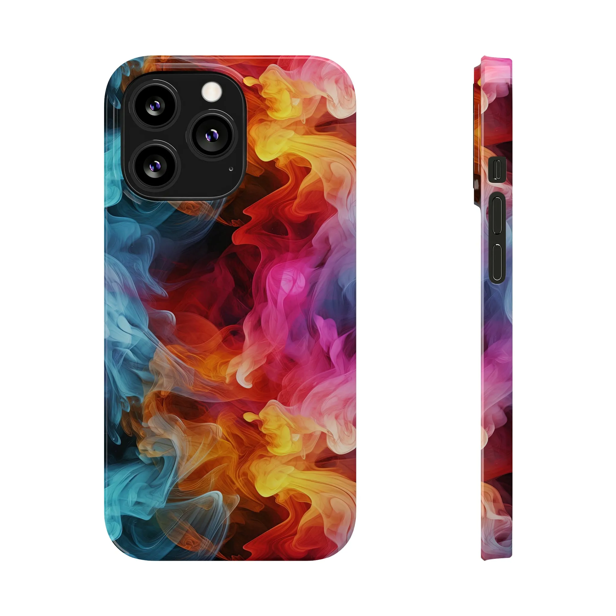 Abstract Pink, Blue, Purple Smoke Design Sleek Elegance Wireless-Charging Compatible Phone Case Slim Phone Case compatible with over 20 iphone models