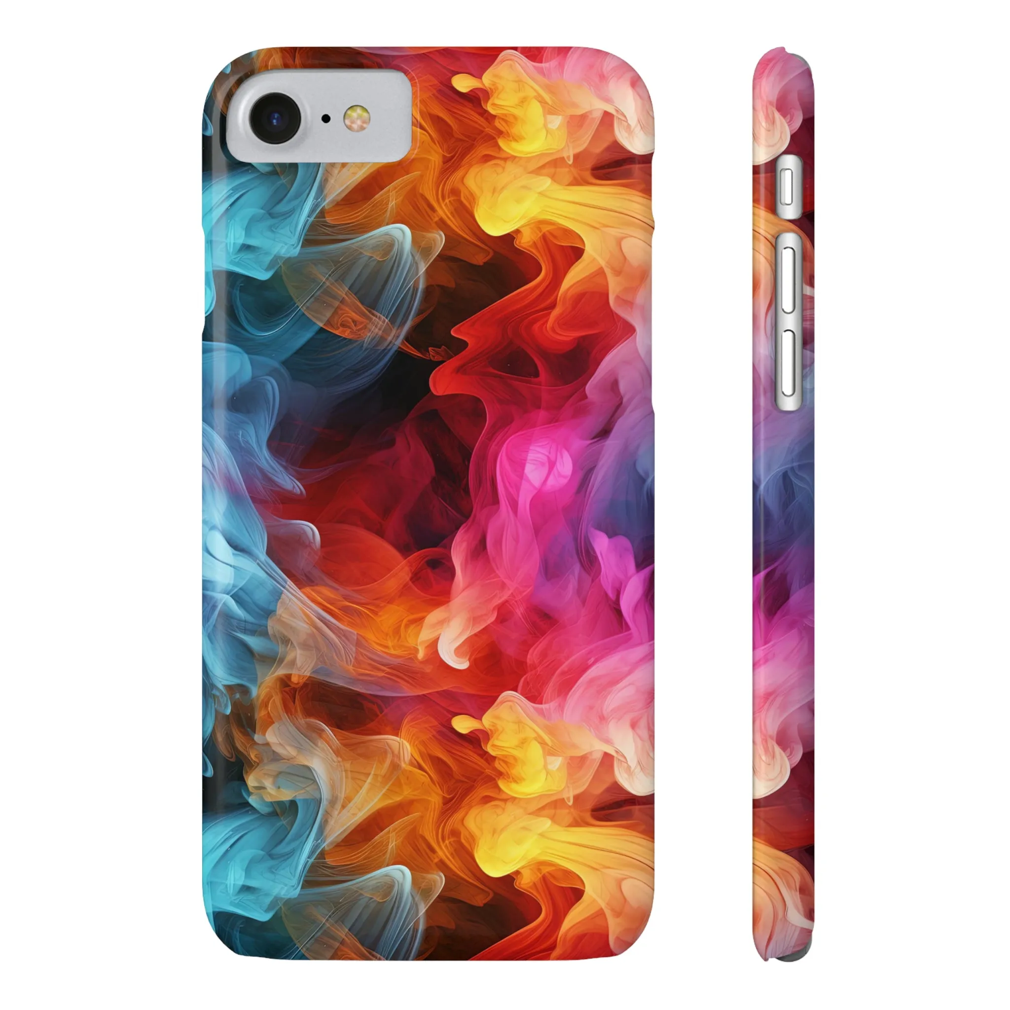 Abstract Pink, Blue, Purple Smoke Design Sleek Elegance Wireless-Charging Compatible Phone Case Slim Phone Case compatible with over 20 iphone models