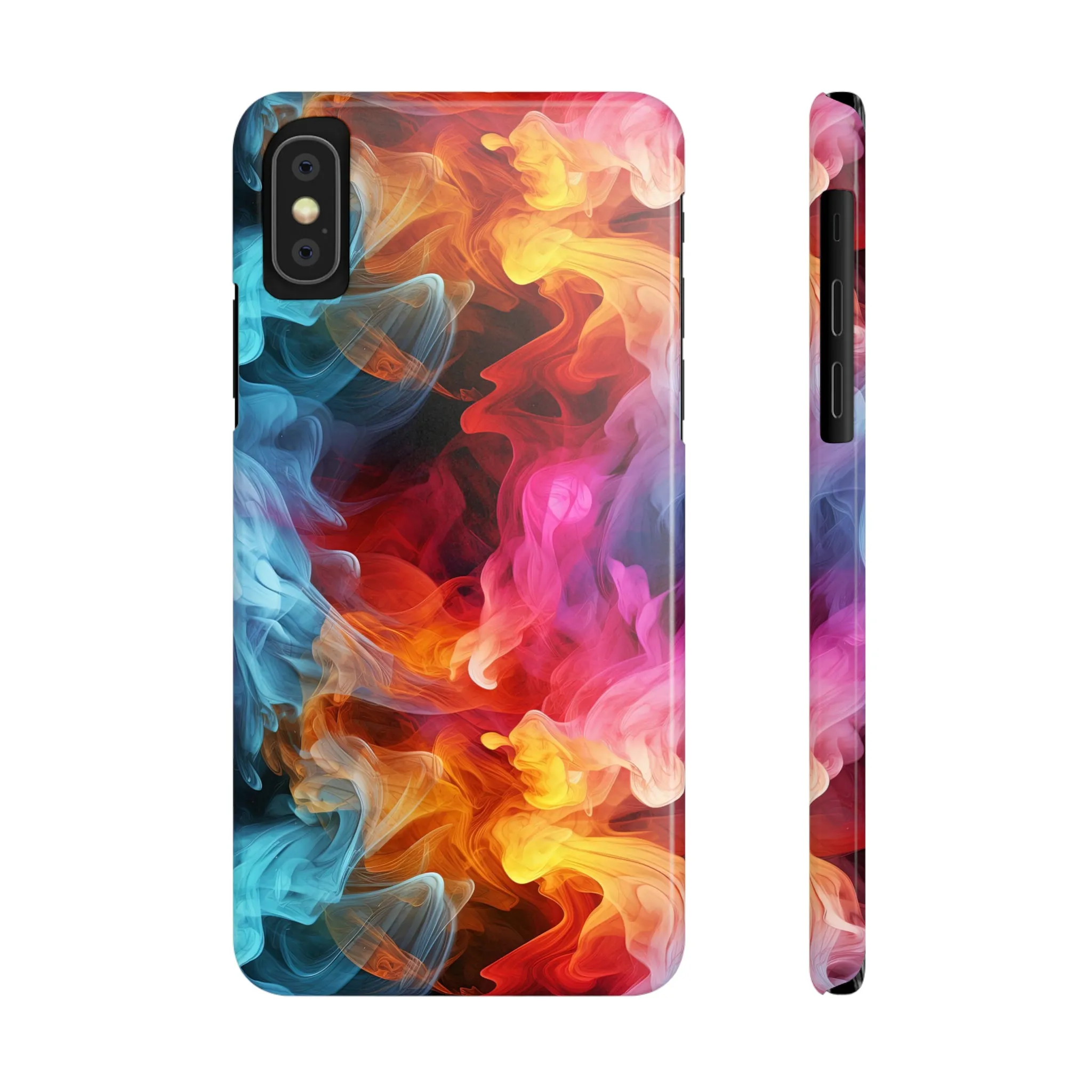 Abstract Pink, Blue, Purple Smoke Design Sleek Elegance Wireless-Charging Compatible Phone Case Slim Phone Case compatible with over 20 iphone models