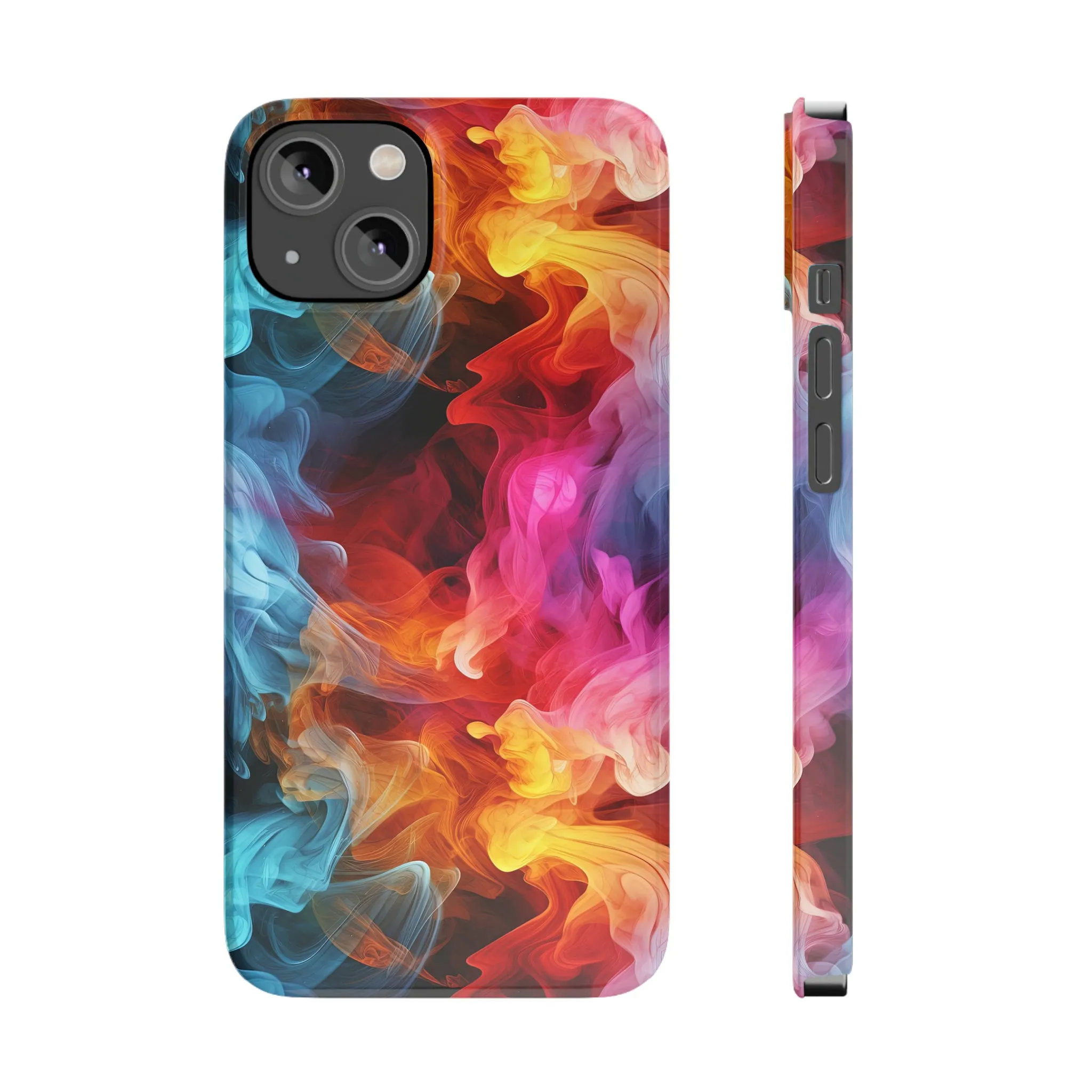 Abstract Pink, Blue, Purple Smoke Design Sleek Elegance Wireless-Charging Compatible Phone Case Slim Phone Case compatible with over 20 iphone models