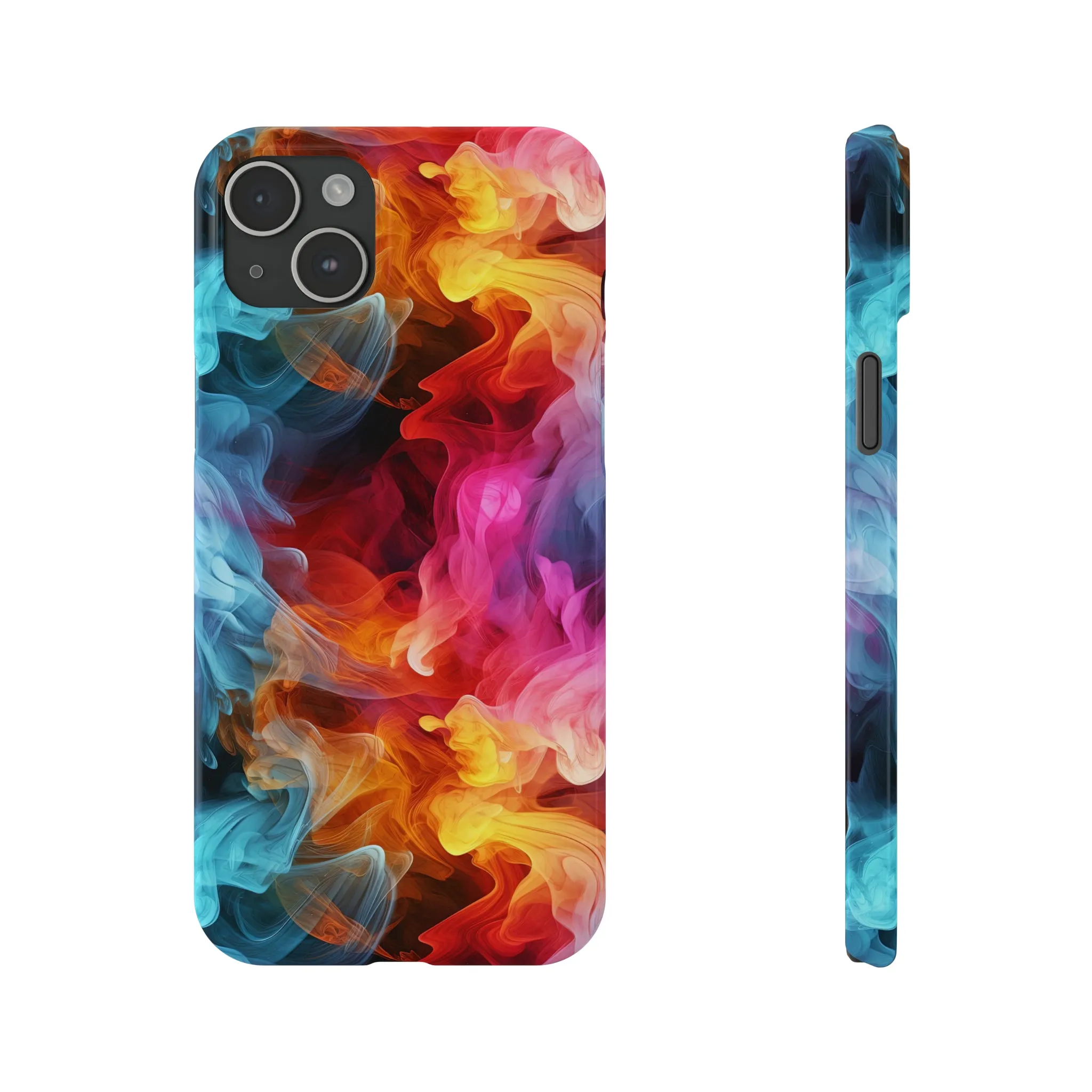 Abstract Pink, Blue, Purple Smoke Design Sleek Elegance Wireless-Charging Compatible Phone Case Slim Phone Case compatible with over 20 iphone models