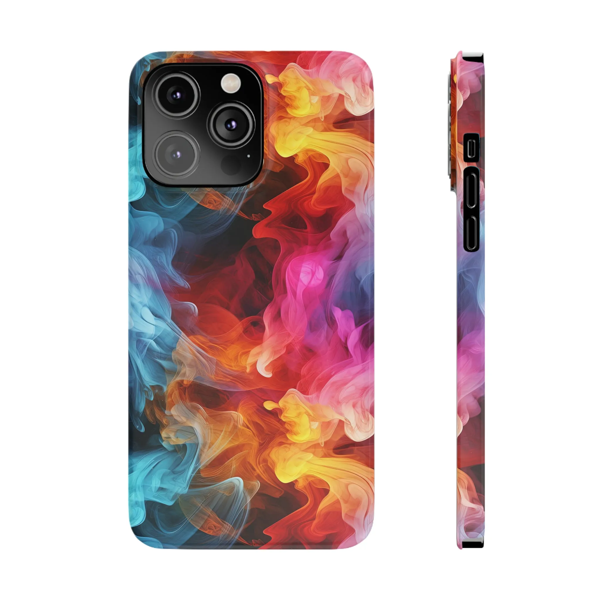 Abstract Pink, Blue, Purple Smoke Design Sleek Elegance Wireless-Charging Compatible Phone Case Slim Phone Case compatible with over 20 iphone models