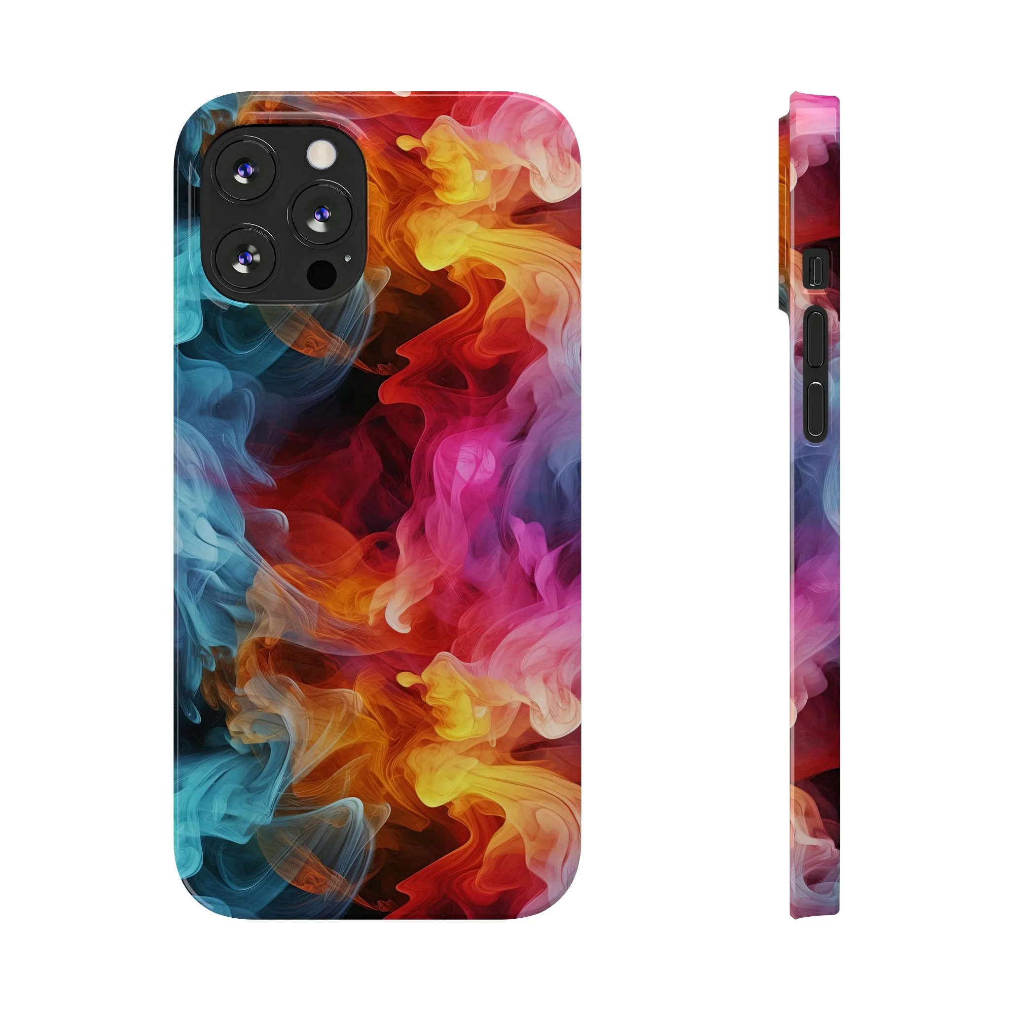 Abstract Pink, Blue, Purple Smoke Design Sleek Elegance Wireless-Charging Compatible Phone Case Slim Phone Case compatible with over 20 iphone models