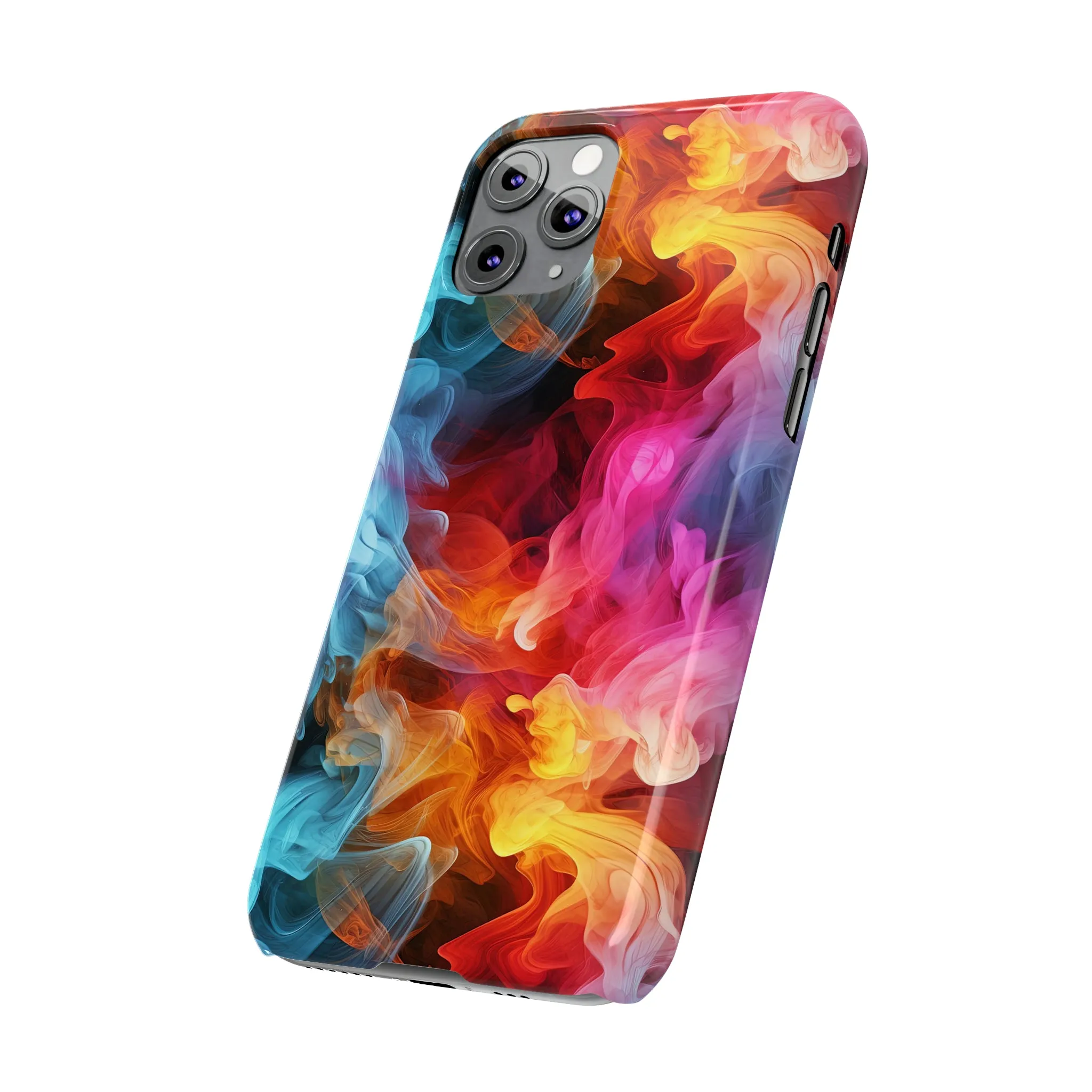 Abstract Pink, Blue, Purple Smoke Design Sleek Elegance Wireless-Charging Compatible Phone Case Slim Phone Case compatible with over 20 iphone models