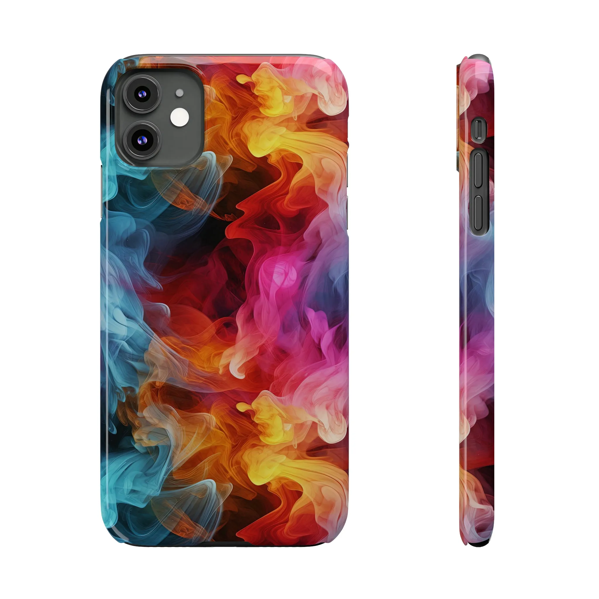 Abstract Pink, Blue, Purple Smoke Design Sleek Elegance Wireless-Charging Compatible Phone Case Slim Phone Case compatible with over 20 iphone models