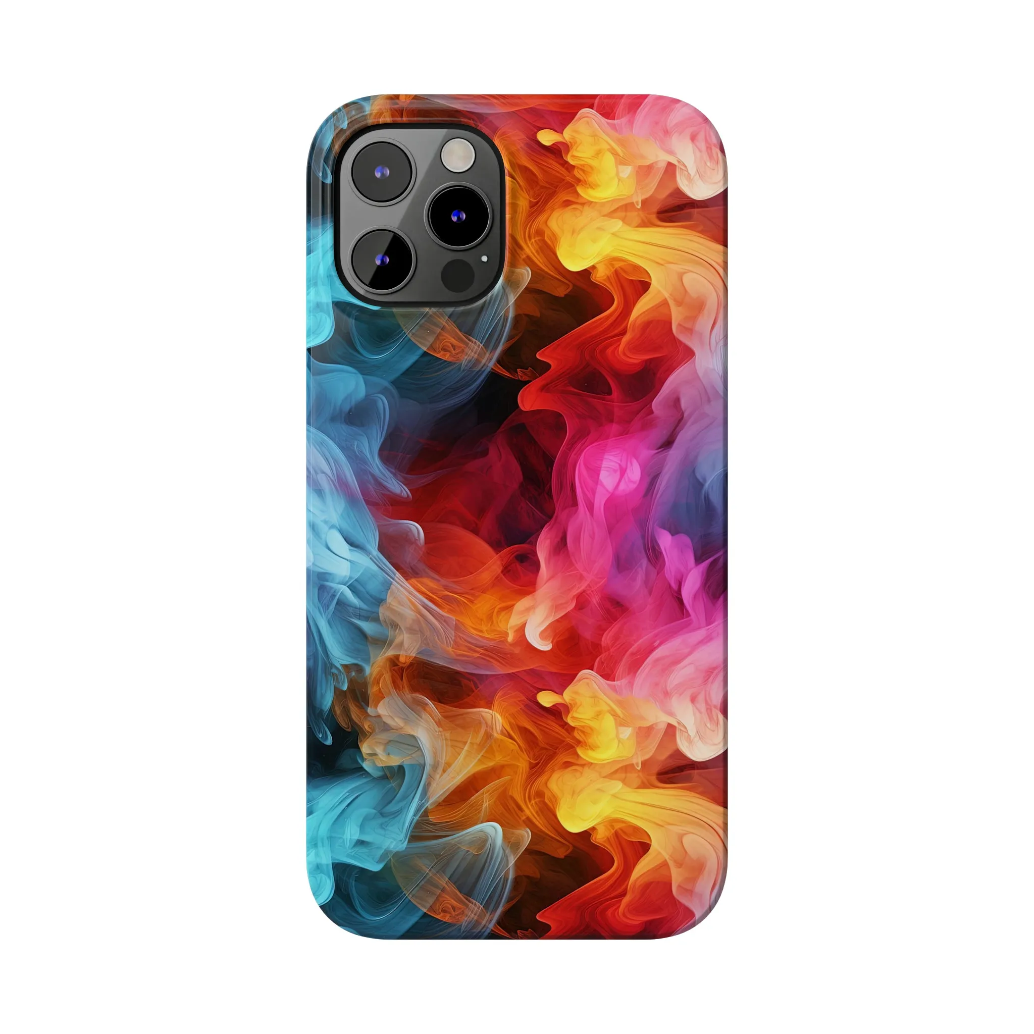 Abstract Pink, Blue, Purple Smoke Design Sleek Elegance Wireless-Charging Compatible Phone Case Slim Phone Case compatible with over 20 iphone models