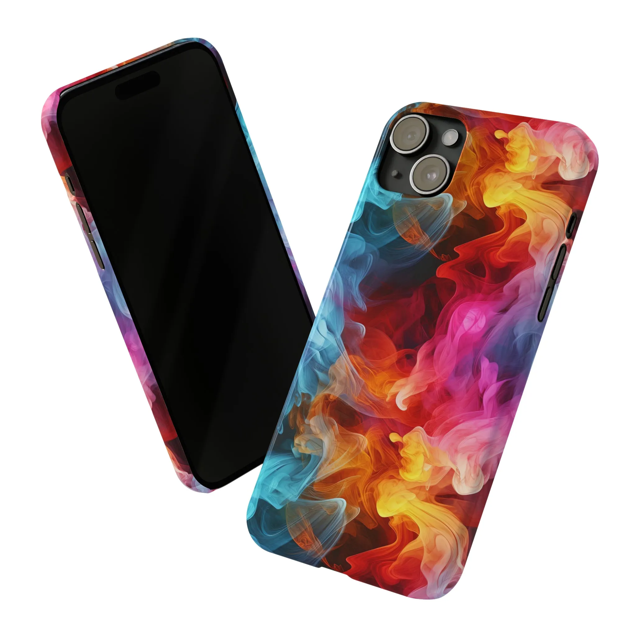 Abstract Pink, Blue, Purple Smoke Design Sleek Elegance Wireless-Charging Compatible Phone Case Slim Phone Case compatible with over 20 iphone models