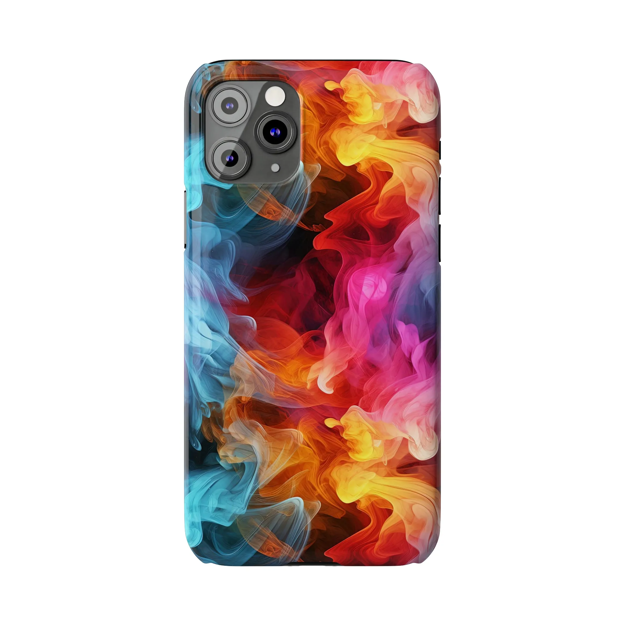 Abstract Pink, Blue, Purple Smoke Design Sleek Elegance Wireless-Charging Compatible Phone Case Slim Phone Case compatible with over 20 iphone models