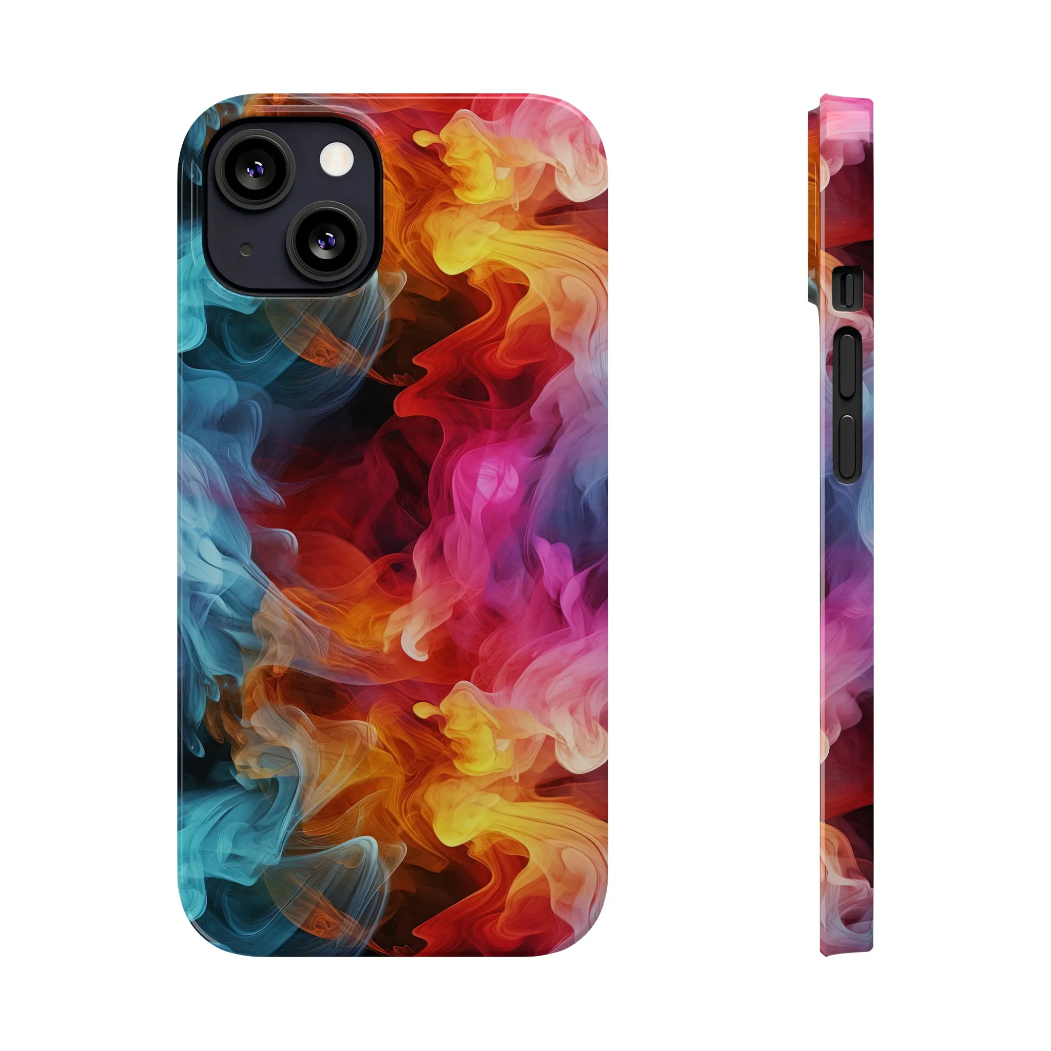 Abstract Pink, Blue, Purple Smoke Design Sleek Elegance Wireless-Charging Compatible Phone Case Slim Phone Case compatible with over 20 iphone models