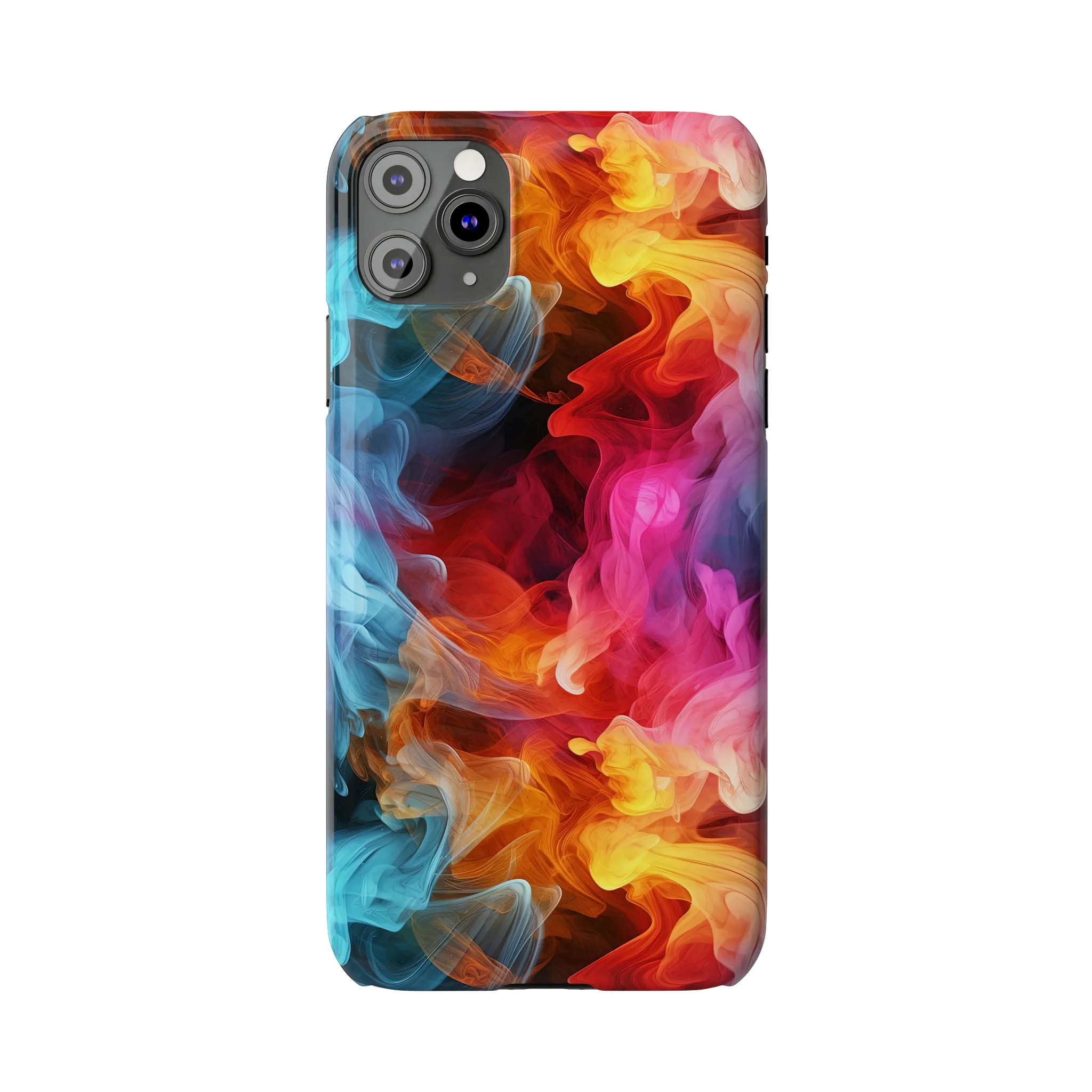 Abstract Pink, Blue, Purple Smoke Design Sleek Elegance Wireless-Charging Compatible Phone Case Slim Phone Case compatible with over 20 iphone models