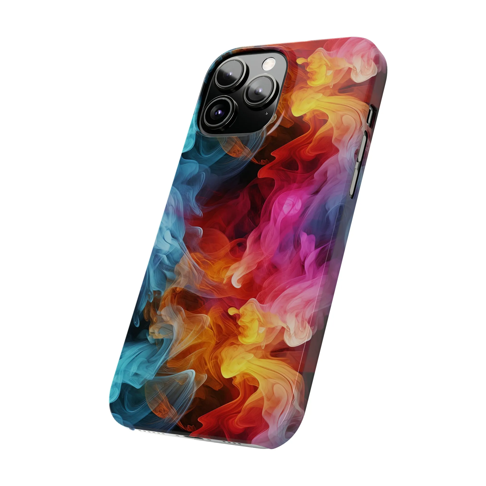 Abstract Pink, Blue, Purple Smoke Design Sleek Elegance Wireless-Charging Compatible Phone Case Slim Phone Case compatible with over 20 iphone models