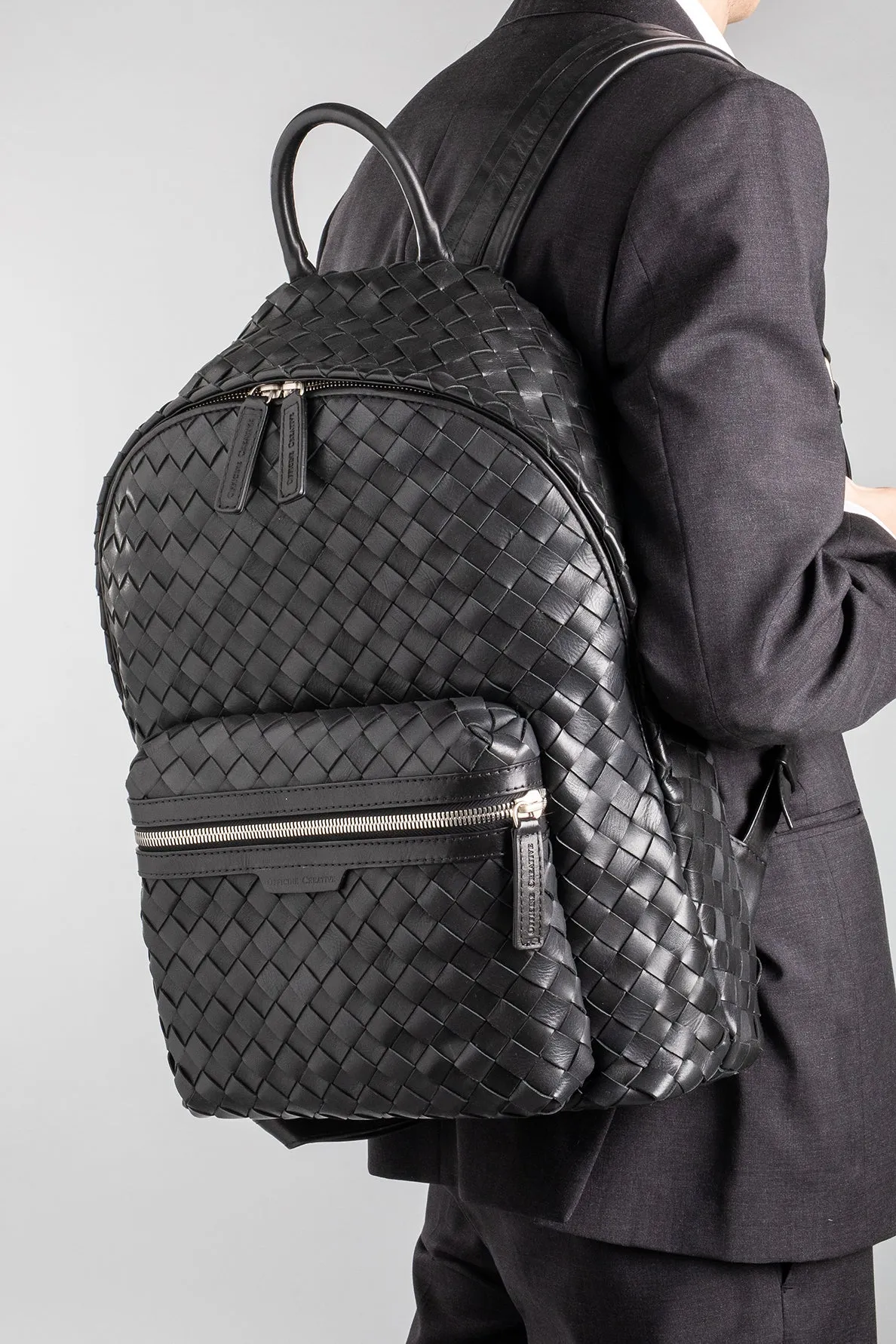 ARMOR 04 - Black Woven Leather Backpack