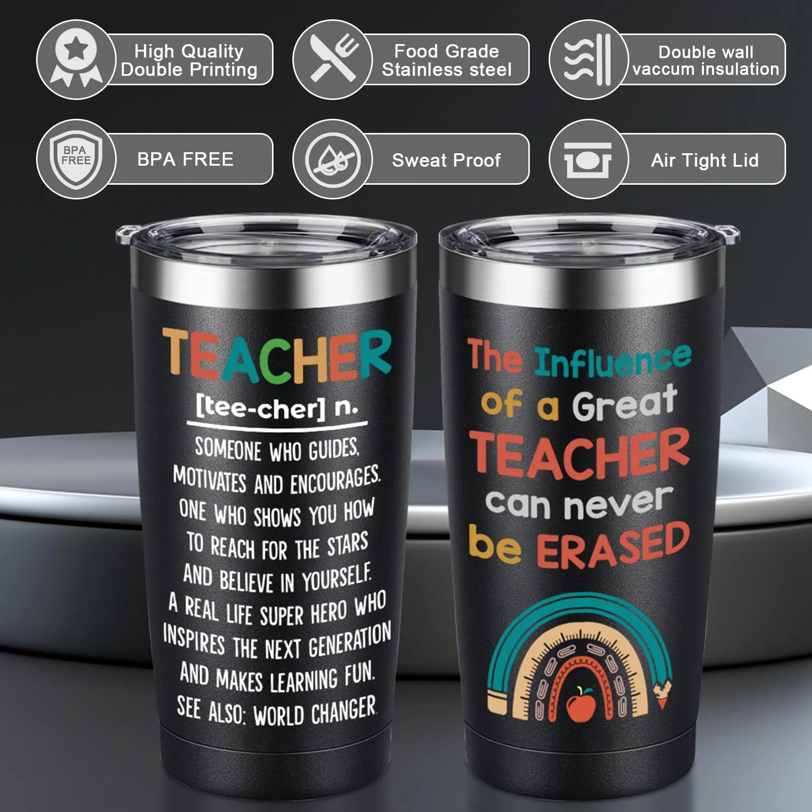 ARTINAEL Best Teacher Appreciation Gifts for Women Men, 2024 New Teacher Gifts, End of Year, Birthday Gift for Mentor -Teachers Week Gift Set - Teacher Mug, Travel Coffee Tumbler & Totes Bag.