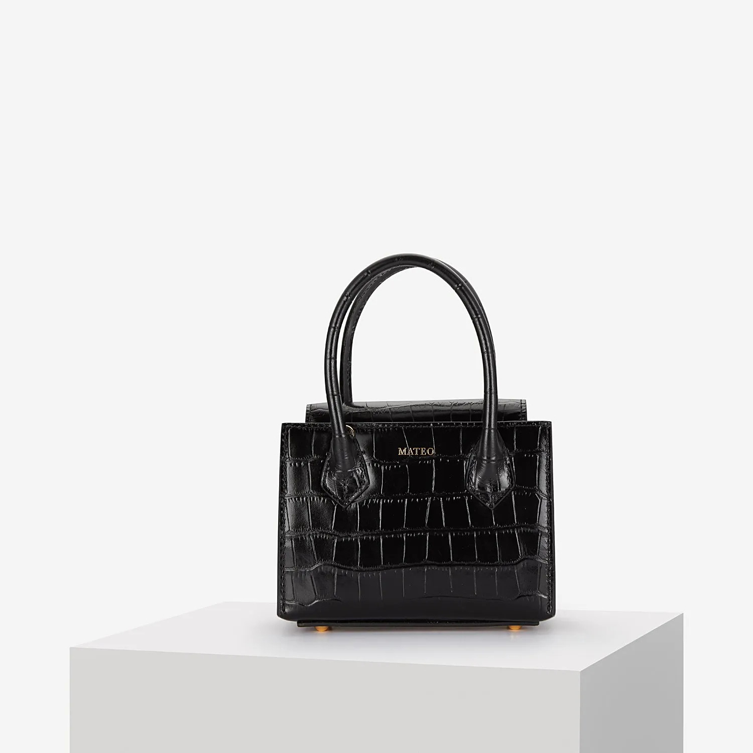 Black Croc Diana Bag