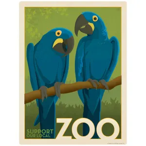 Blue Macaw Parrots Support Our Local Zoo Birds Vinyl Sticker