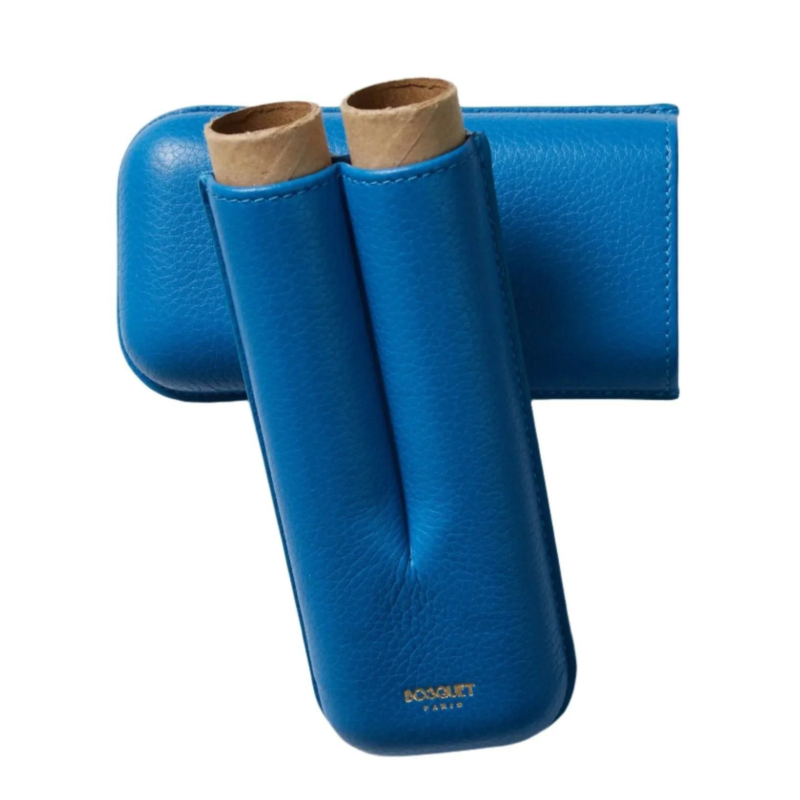 Bosquet Smooth Capri Blue Leather Cigar Case