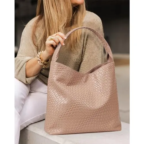 BOSTANTEN Shoulder Bag for Women Trendy Summer Hobo Handbag Purse Top-handlde Tote Bag, Apricot