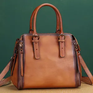 Brown Leather Handbag Satchel Women Purse Shoulder Bag