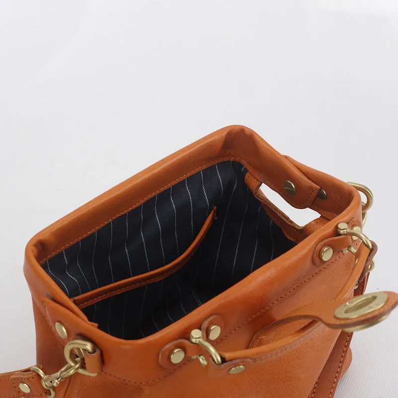 Brown Retro Handmade Small Doctor Bag Handbag Shoulder Crossbody bag for Women