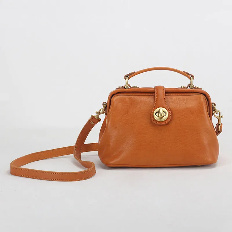 Brown Retro Handmade Small Doctor Bag Handbag Shoulder Crossbody bag for Women