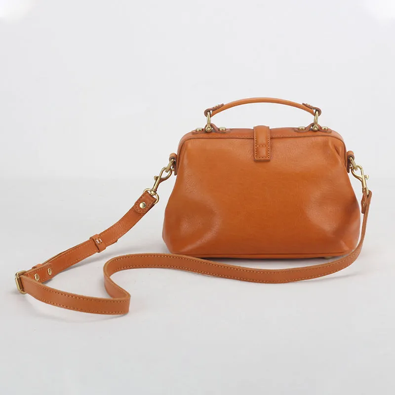 Brown Retro Handmade Small Doctor Bag Handbag Shoulder Crossbody bag for Women