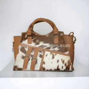 Brown White Spotted Cowhide Purse