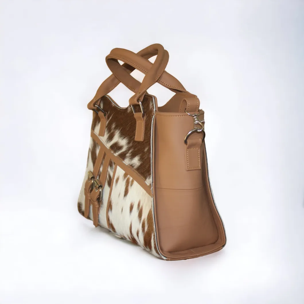 Brown White Spotted Cowhide Purse