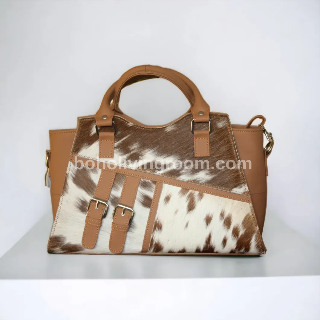 Brown White Spotted Cowhide Purse