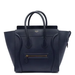 Celine Ink Blue Smooth Calfskin Mini Luggage Tote Bag