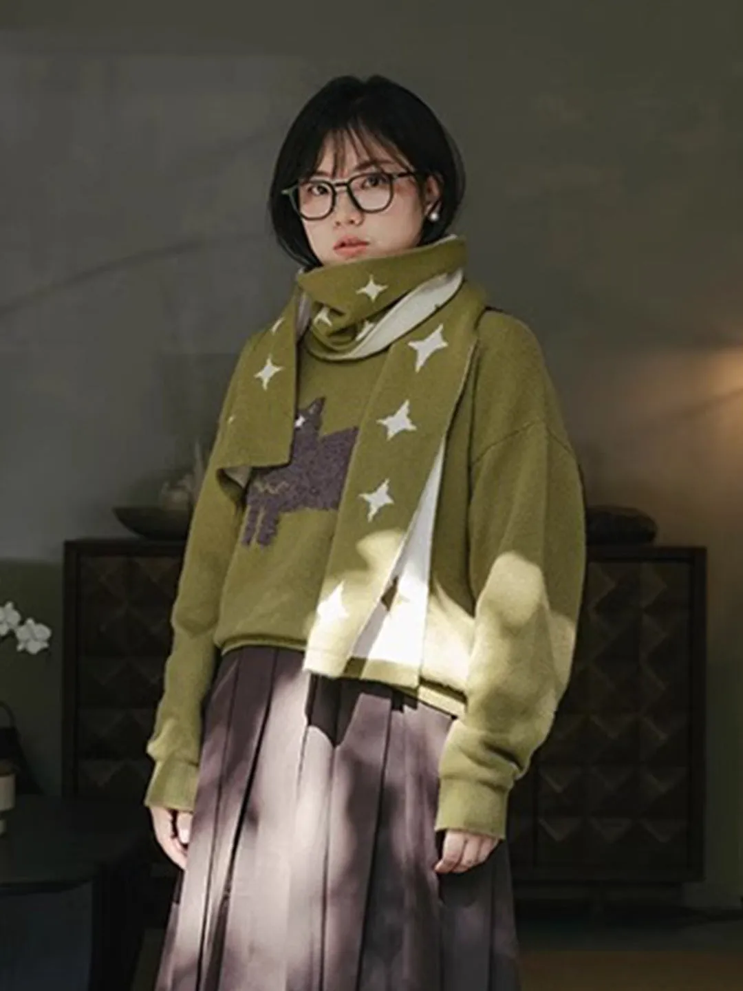 Chowxiaodou 100% Wool Knit Sweater