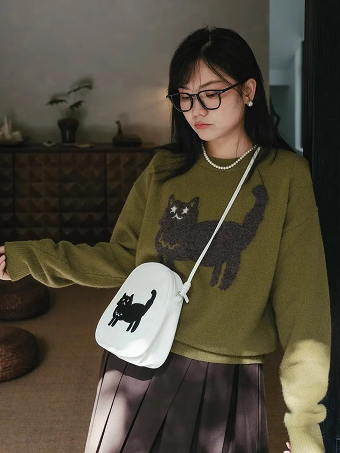 Chowxiaodou 100% Wool Knit Sweater