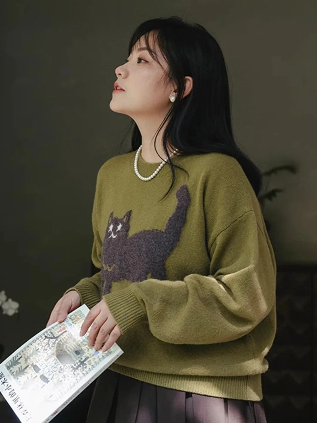 Chowxiaodou 100% Wool Knit Sweater