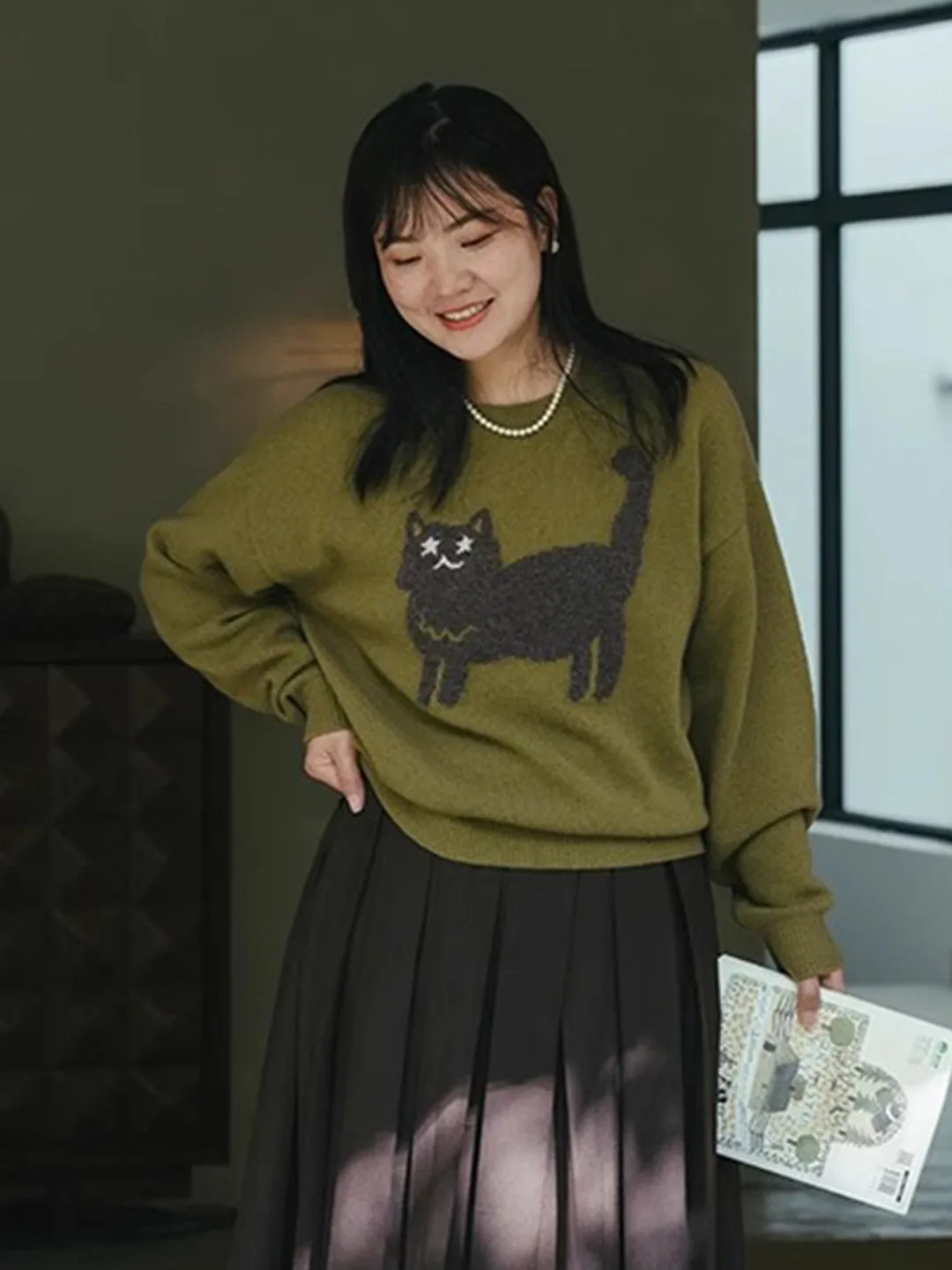 Chowxiaodou 100% Wool Knit Sweater