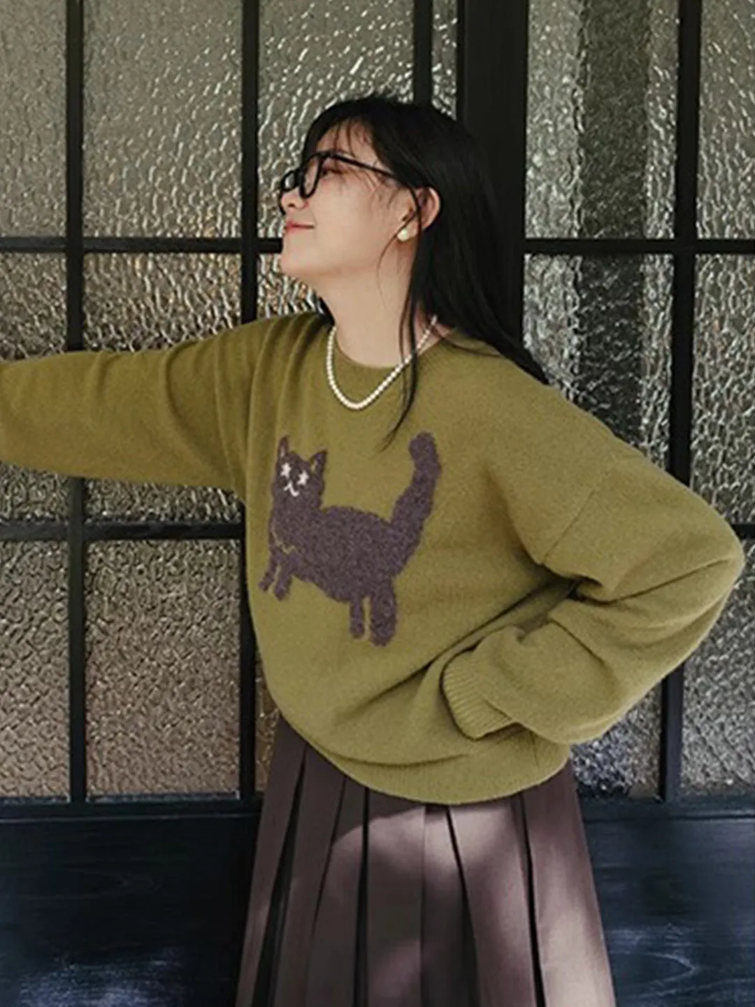 Chowxiaodou 100% Wool Knit Sweater