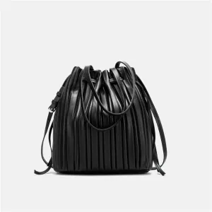 Classic Pleated Bucket Tote Bag