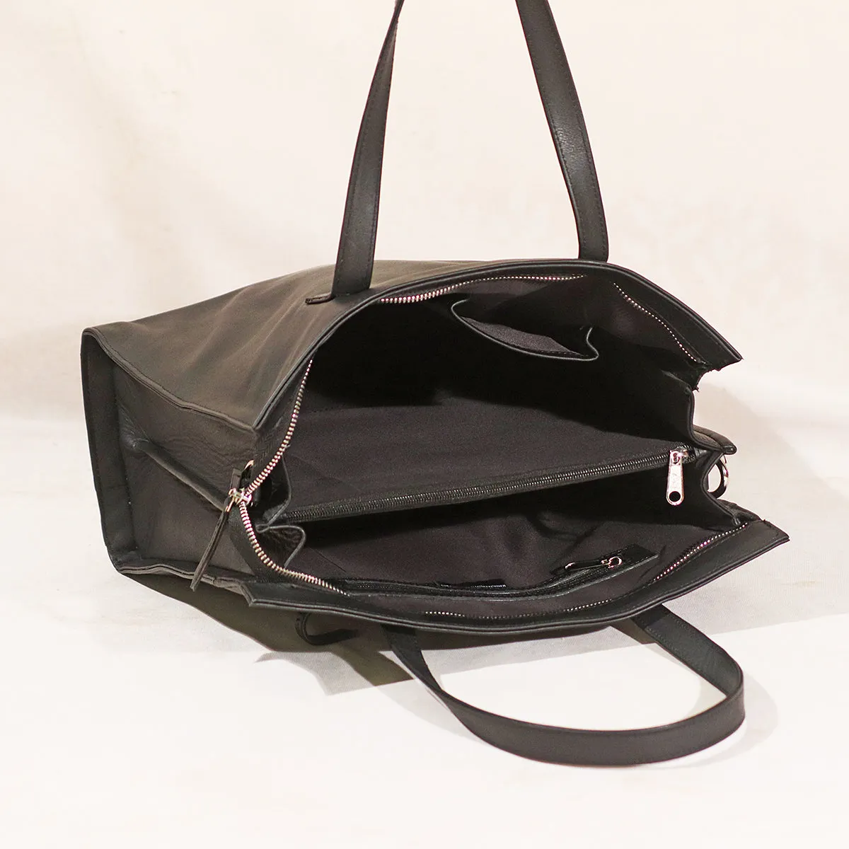 Classic Soft Leather Handbag for Women - Black