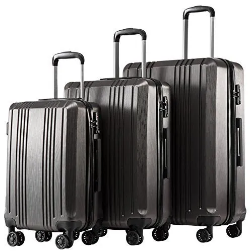 Coolife Luggage Expandable Suitcase PC ABS 3 Piece Set with TSA Lock