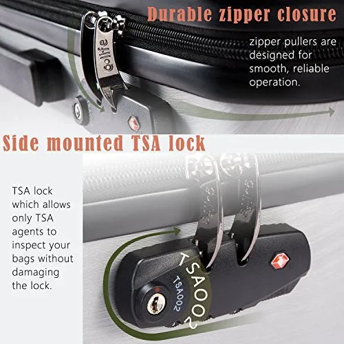 Coolife Luggage Expandable Suitcase PC ABS 3 Piece Set with TSA Lock