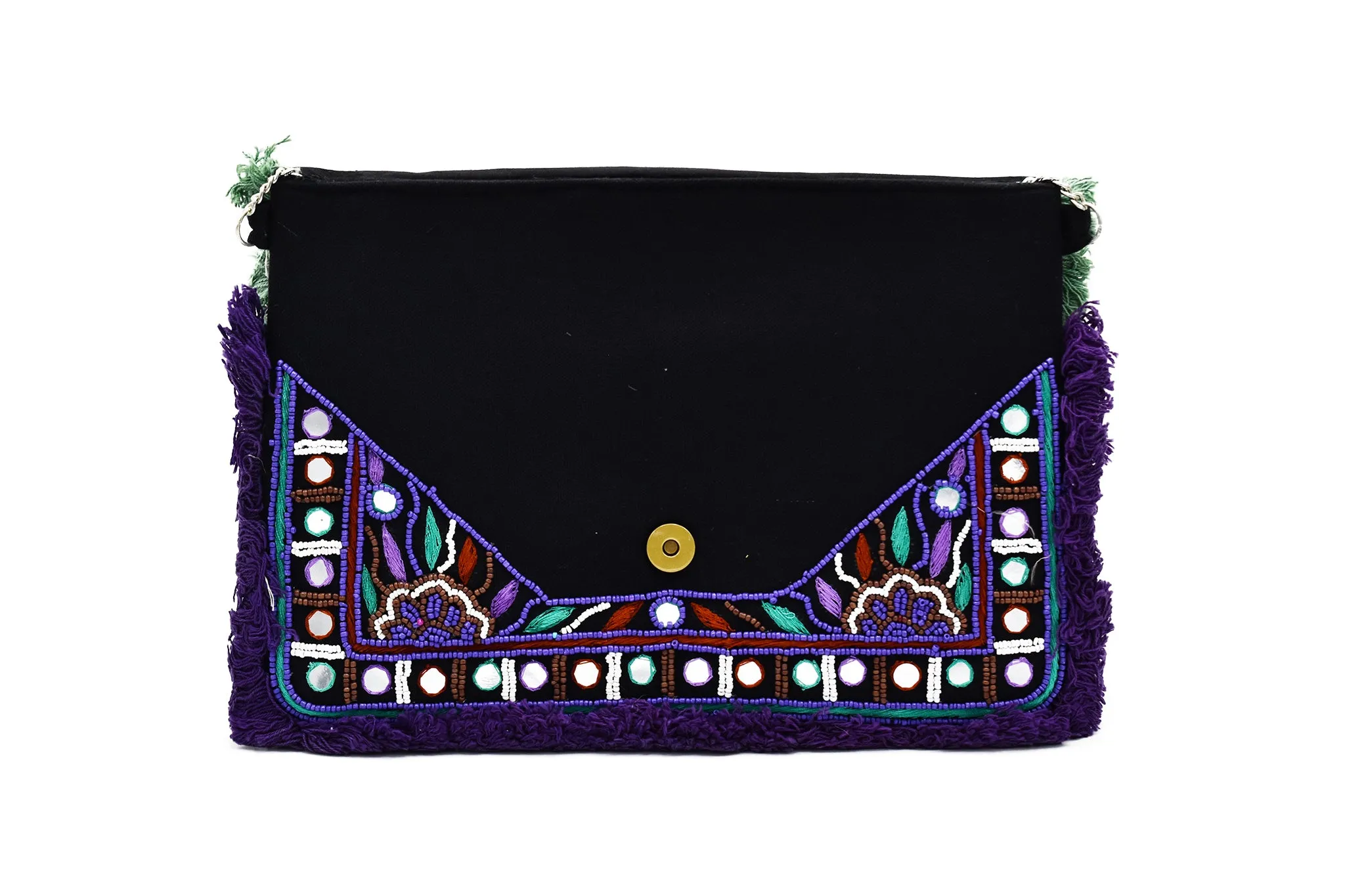 Delilah Boho Embroidered Fringe Bag