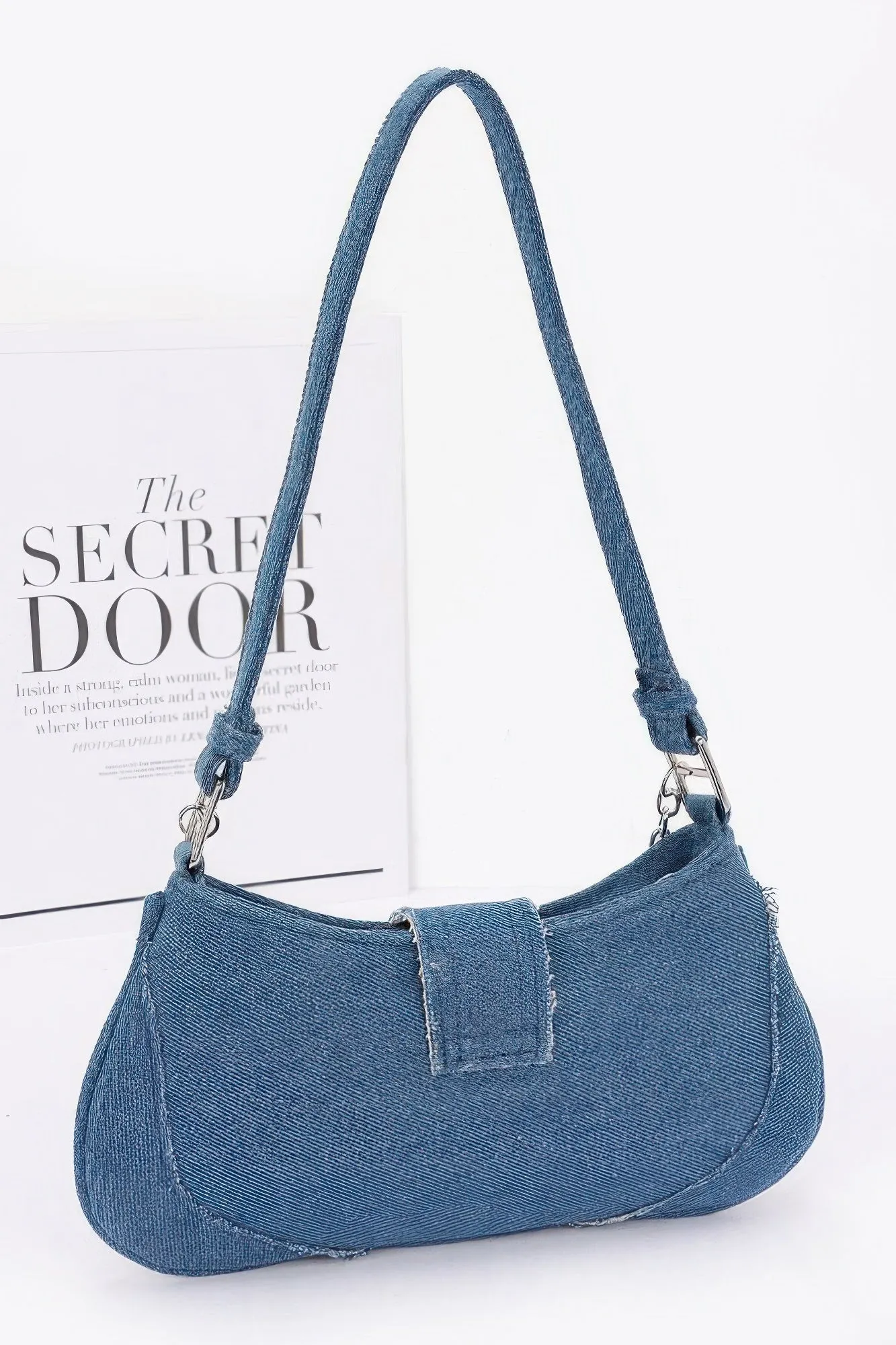 Faux Denim Handle Bag