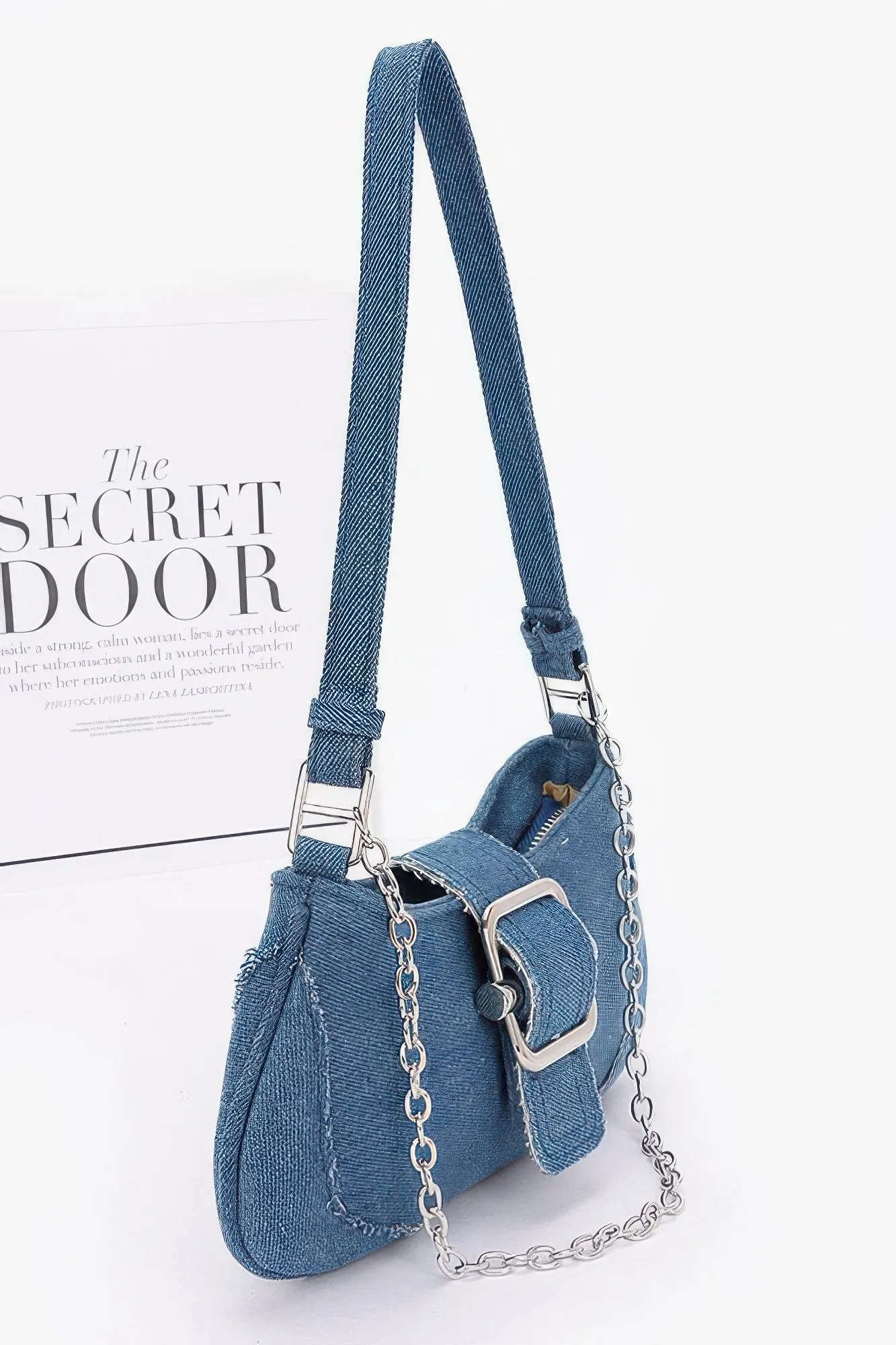 Faux Denim Handle Bag