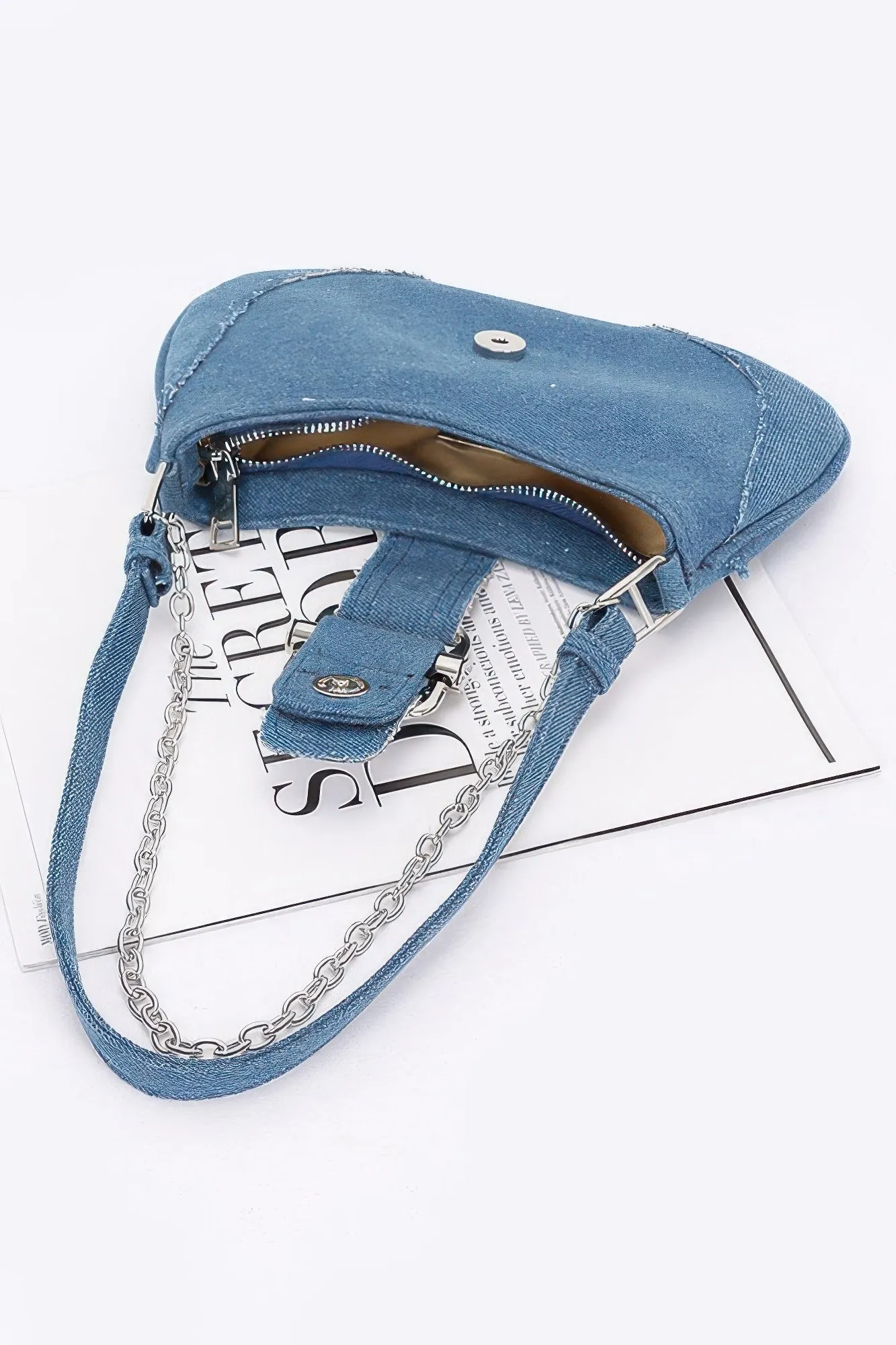 Faux Denim Handle Bag