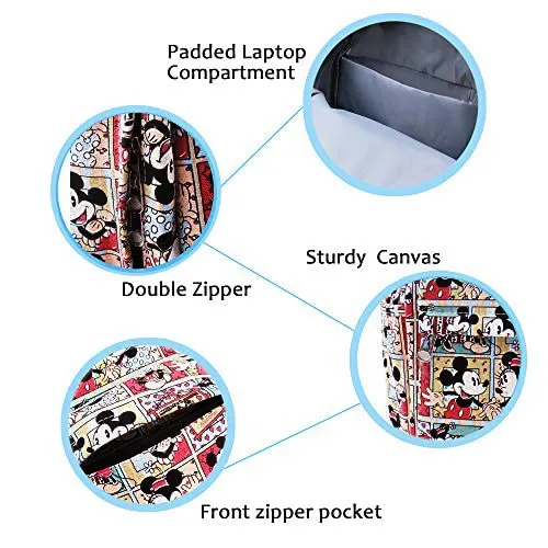 Finex Mickey & Minnie Mouse Comic Backpack - Multi-Comic Design, Versatile Organizer