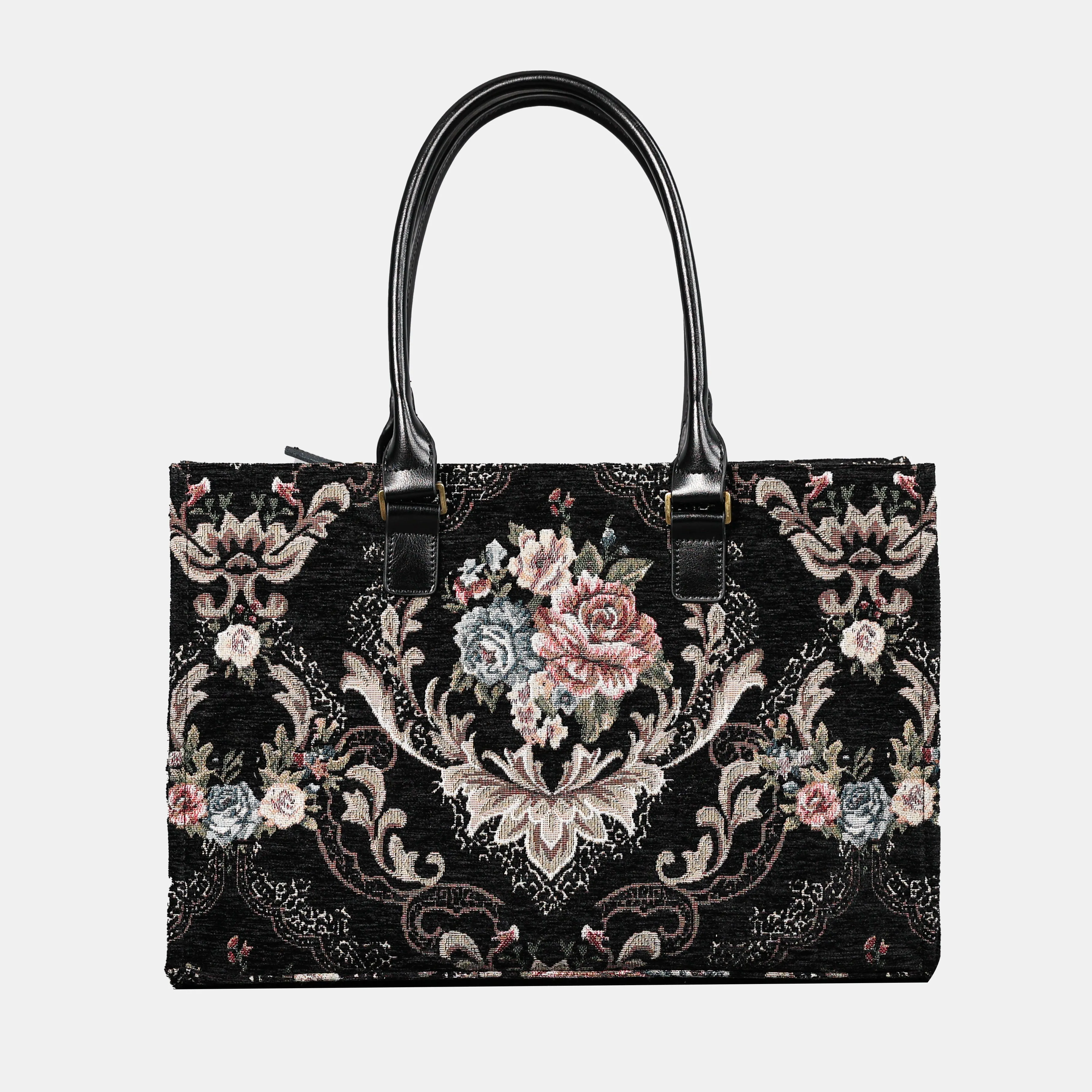 Floral BLK/BLK Laptop Work Tote