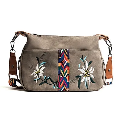 Floral Embroidery Messenger Bag